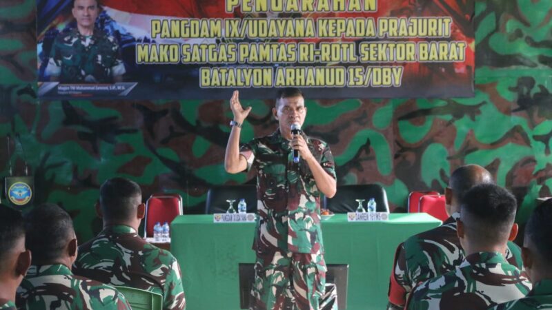 Kunjungan Pangdam IX/Udayana ke Mako Satgas Pamtas RI-RDTL Sektor Barat Yonarhanud 15/DBY