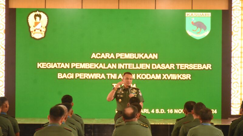 Perwira TNI AD di Kodam XVIII/Kasuari Menerima Pembekalan Intelijen Dasar Tersebar TA 2024