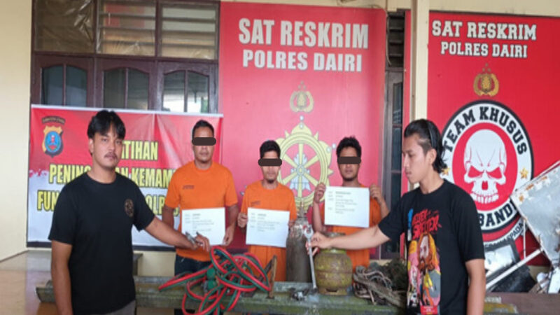 Sat Reskrim Polres Dairi Ringkus 3 Pelaku Pencurian Besi Pembatas Jalan di Silahisabungan