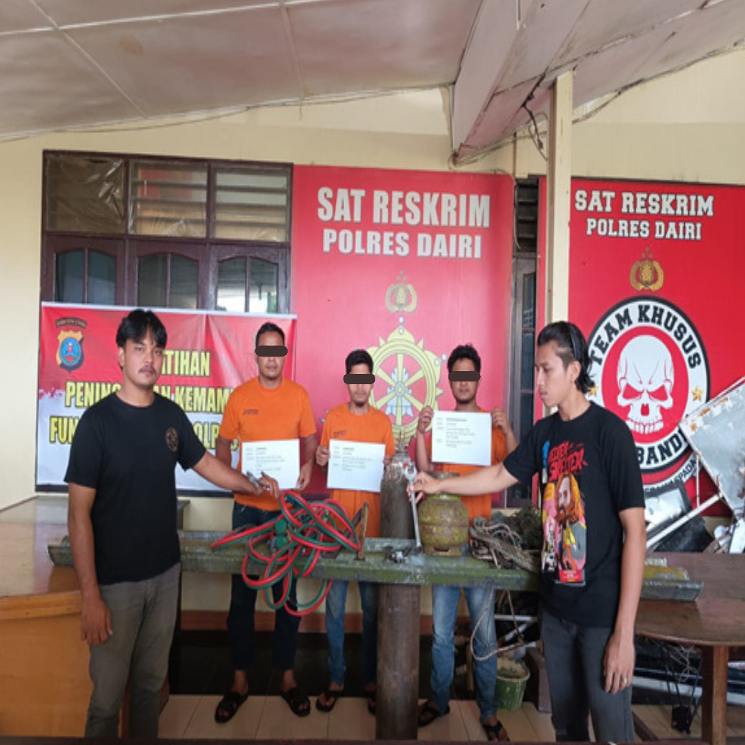 Sat Reskrim Polres Dairi Ringkus 3 Pelaku Pencurian Besi Pembatas Jalan di Silahisabungan