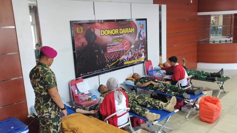 Yonmarhanlan IV Gelar Bhakti Kemanusiaan Donor Darah menjelang peringatan HUT Ke-79 Korps Marinir