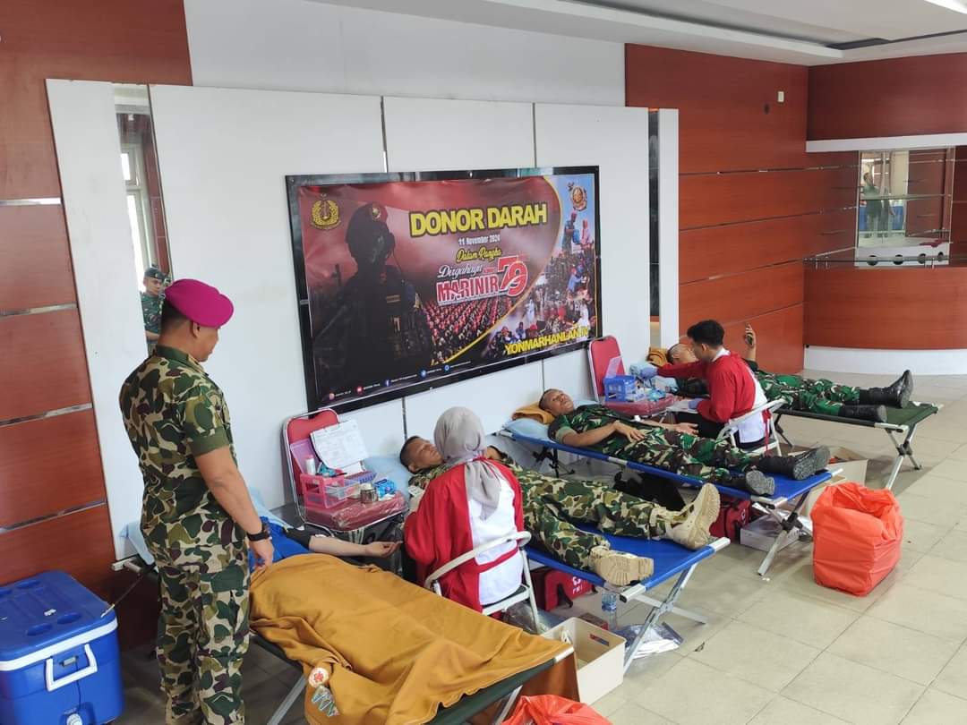 Yonmarhanlan IV Gelar Bhakti Kemanusiaan Donor Darah menjelang peringatan HUT Ke-79 Korps Marinir