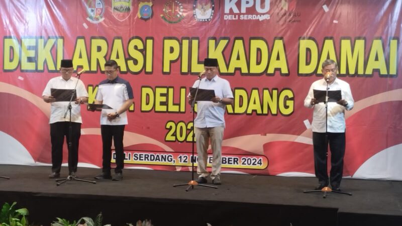 *Deklarasi pemilu Damai 3 Calon Bupati Deli Serdang Sepakat Menjaga Jalannya Pilkada Serentak Secara Aman Dan Damai*