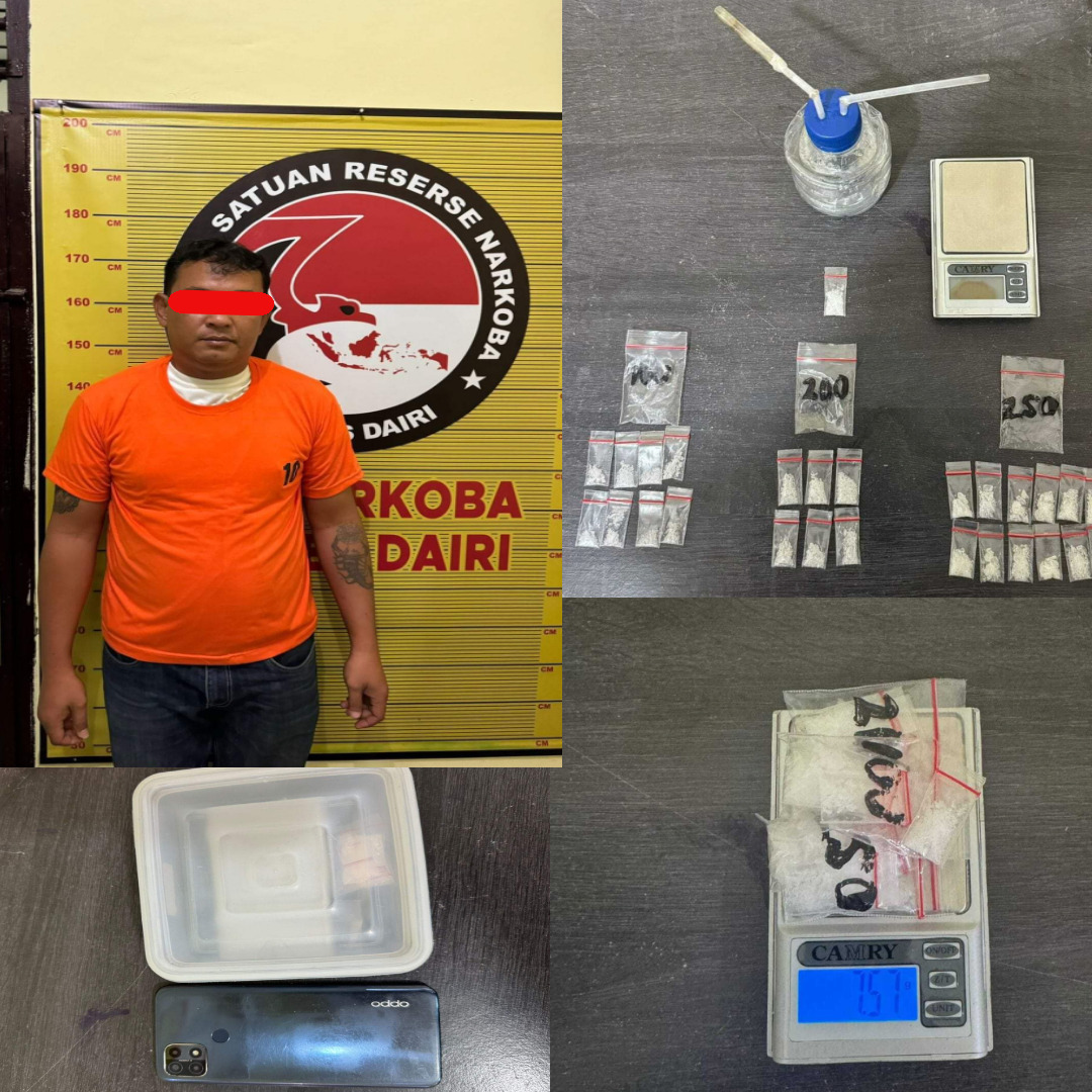 Komitmen Berantas Narkoba, Sat Res Narkoba Polres Dairi Ringkus Bandar di Tigalingga, Puluhan Paket Sabu Disita