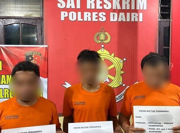 Sat Reskrim Polres Dairi Berhasil Ringkus 3 Tersangka Kasus Pencurian di Toko Pupuk dan Counter Handphone