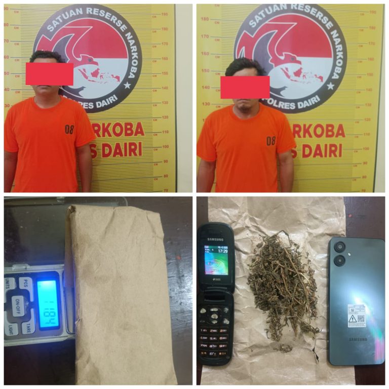 Sat Narkoba Polres Dairi Amankan Dua Warga di Pasar Sidikalang, Diduga Pengguna dan Pengedar Ganja