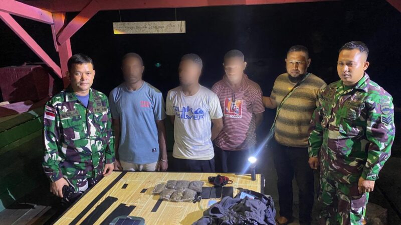 *Satgas Yonif 131 Kembali Amankan Pembawa Paket Ganja di Perbatasan Papua*