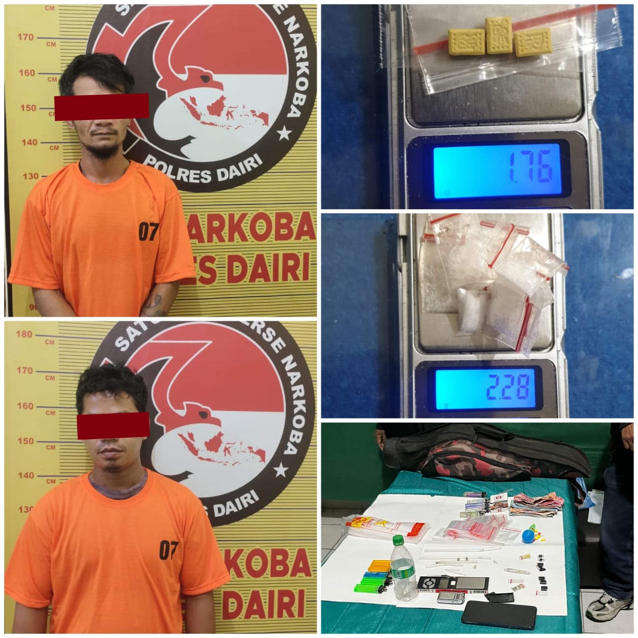 Sat Narkoba Polres Dairi Terima 2 Tersangka Kasus Narkoba Usai Diringkus Kodim 0206 Dairi, Puluhan Paket Sabu dan Pil Ekstasi Disita