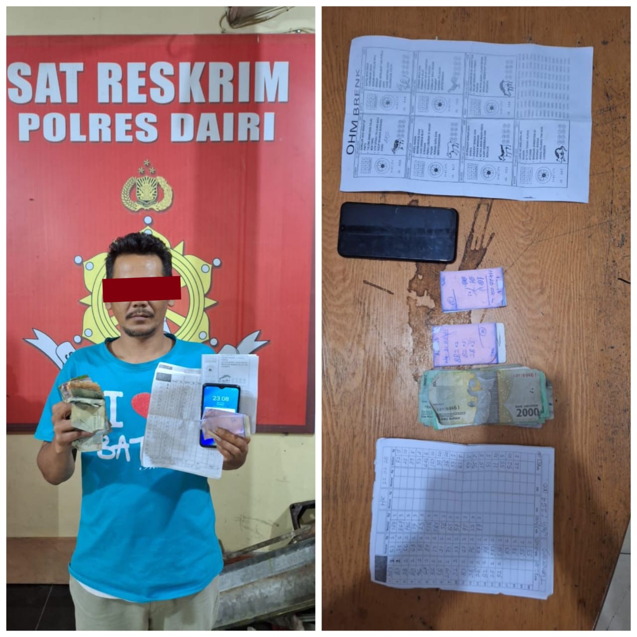 Sat Reskrim Polres Dairi Ringkus Juru Tulis Togel di Desa Pegagan Julu V Dengan Barang Bukti