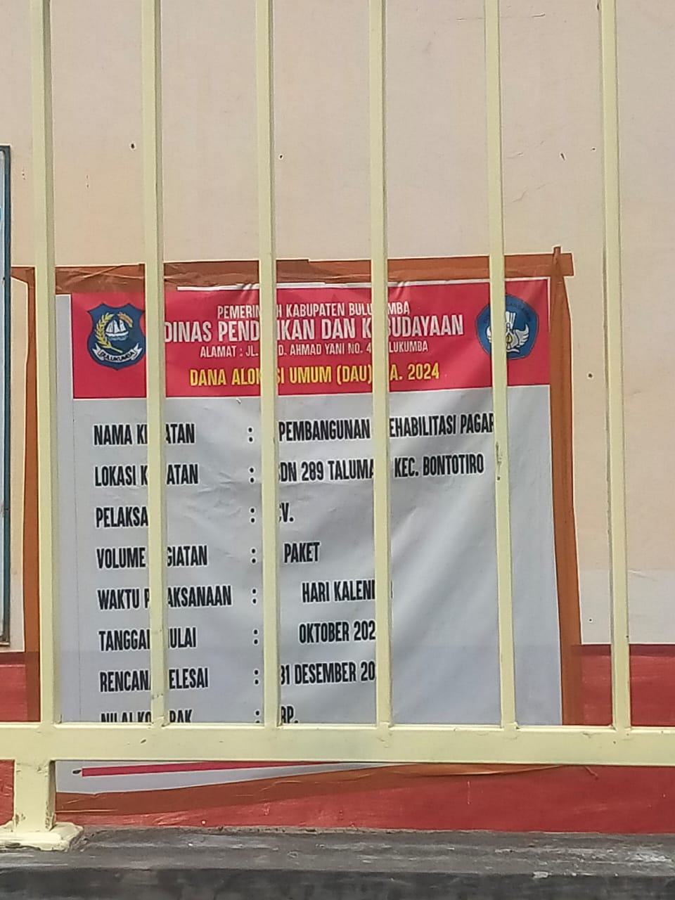 Aktivis Asatu Soroti Proyek Pagar SDN 289 Talumaya yang Tak Kunjung Rampung